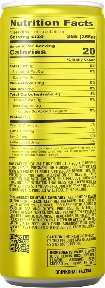 Back of the can: nutrition facts, warnings and ingredients